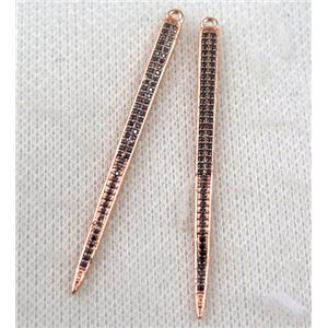 copper spike pendant paved zircon, rose gold, approx 6-55mm
