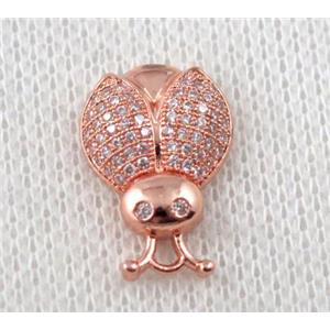 copper beetle pendant paved zircon, rose gold, approx 12x18mm