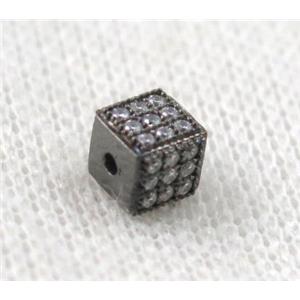 copper cube bead paved zircon, black, approx 5x5x5mm
