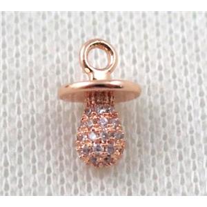 copper lamp pendant paved zircon, rose gold, approx 6-14mm