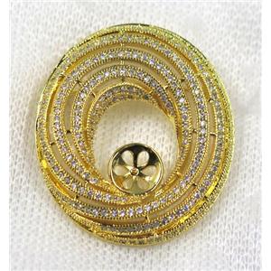 copper rebirth brooch paved zircon, gold plated, approx 35-40mm
