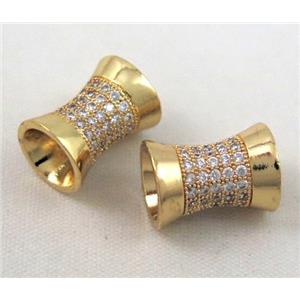 Zircon, copper spacer bead, gold plated, approx 10x13mm, 5mm hole