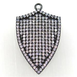 copper arrowhead pendant paved zircon, black plated, approx 20-32mm