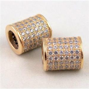 Zircon, copper spacer beads, gold plated, approx 10x12mm, 6mm hole