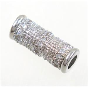 Zircon, copper spacer bead, platinum plated, approx 6x16mm, 4mm hole