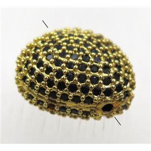 copper potato beads paved zircon, gold plated, approx 14-18mm