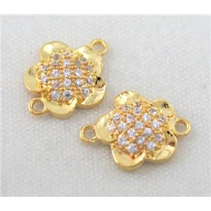 zircon, copper connector, gold plated, approx 6-10mm