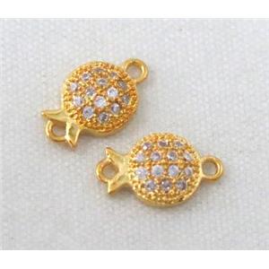 zircon, copper connector, gold plated, approx 6-10mm