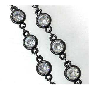 copper chain paved zircon, black plated, approx 4mm