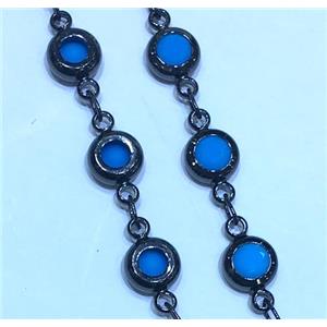copper chain paved zircon, black plated, approx 8mm dia