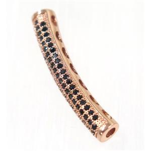 copper tube bead paved zircon, rose gold, approx 4.5x30mm