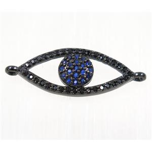 copper eye charm connector paved zircon, black plated, approx 10x20mm