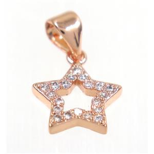 copper Star pendant paved zircon, rose gold, approx 10mm