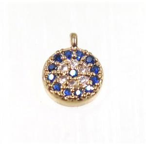 copper circle pendant pave zircon, rose gold, approx 7mm dia