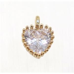 copper heart pendant pave zircon, rose gold, approx 7x8mm