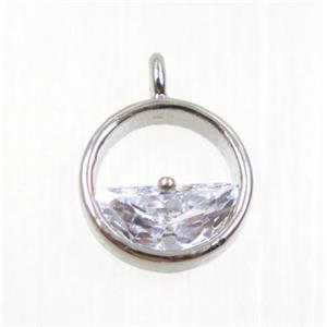 copper pendant pave zircon, platinum plated, approx 10mm dia