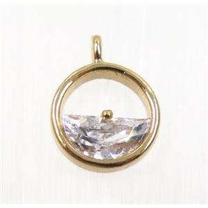copper pendant pave zircon, rose gold, approx 10mm dia