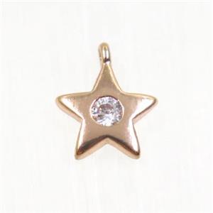 copper star pendant pave zircon, rose gold, approx 7mm dia