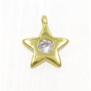 copper star pendant pave zircon, gold plated, approx 7mm dia