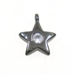 copper star pendant pave zircon, black plated, approx 7mm dia