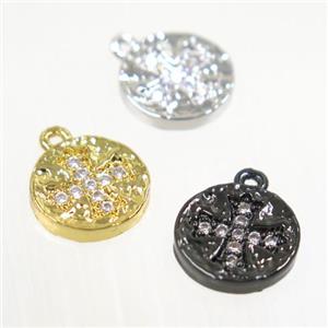 zircon, copper pendant, mix color, approx 10mm dia