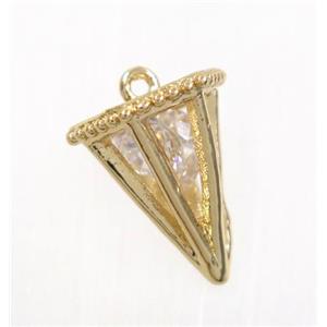 copper arrowhead pendant pave zircon, gold plated, approx 10x13.5mm