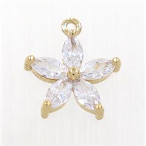copper flower pendant pave zircon, rose gold, approx 13.5mm dia