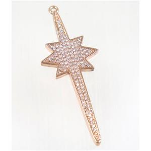 copper northStar pendant pave zircon, rose gold, approx 18-48mm