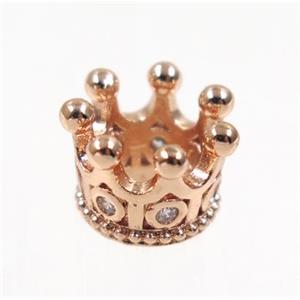 copper bead paved zircon, crown, approx 7x11mm