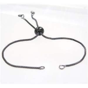 copper chain for bracelet pave white zircon, black plated, approx 12cm length, 1mm thin