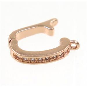 copper clasp paved zircon, rose gold, approx 7-12mm