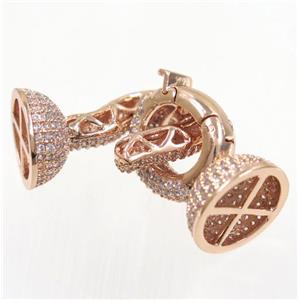 copper clasp paved zircon, rose gold, approx 14-38mm