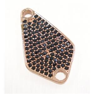 copper Scutum connector paved zircon, rose gold, approx 13x23mm