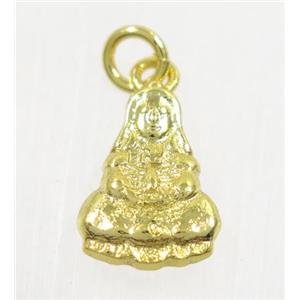 copper Buddha pendant, gold plated, approx 10x13mm