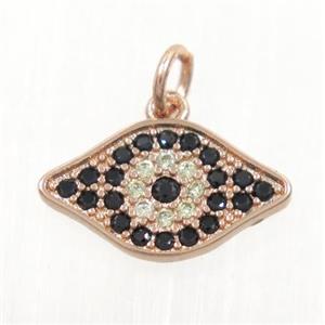 copper eye pendant paved zircon, rose gold, approx 8x13mm