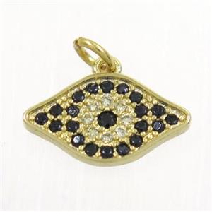 copper eye pendant paved zircon, gold plated, approx 8x13mm