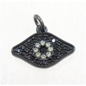 copper eye pendant paved zircon, black plated, approx 8x13mm