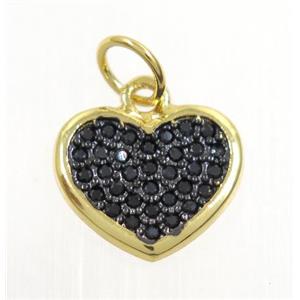 copper Heart pendant paved zircon, gold plated, approx 11-13mm