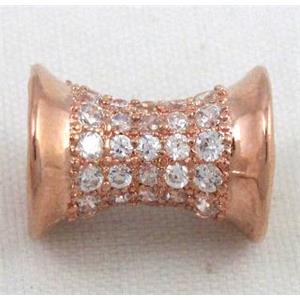 Zircon, bracelet spacer, copper tube bead, red copper, approx 10x13mm, 3-9mm hole