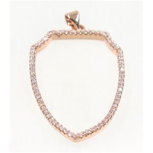 copper Scutum pendant paved zircon, rose gold, approx 25x33mm