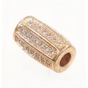 copper tube bead paved zircon, rose gold, approx 6x10mm