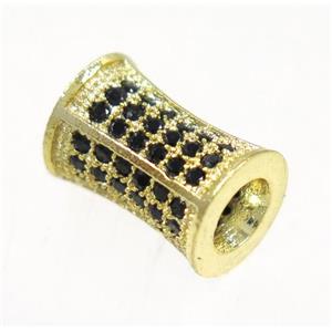 copper bamboo beads paved zircon, gold plated, approx 7x10mm
