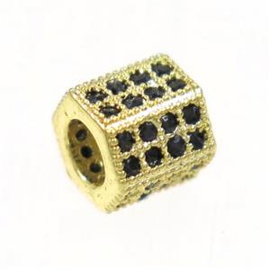 copper tube bead paved zircon, gold plated, approx 6x6mm