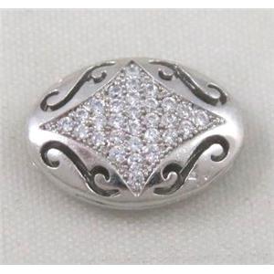 Zircon copper spacer bead, platinum plated, approx 12x16mm