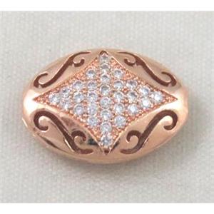 Zircon copper spacer bead, red copper plated, approx 12x16mm