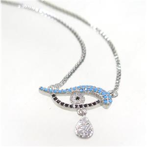 copper dolphin necklace pave zircon, platinum plated, approx 8x18mm, 44cm length