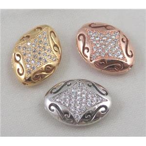 Zircon copper spacer bead, mix color, approx 12x16mm