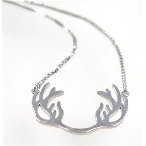 copper antler necklace, platinum plated, approx 18x27mm, 44cm length