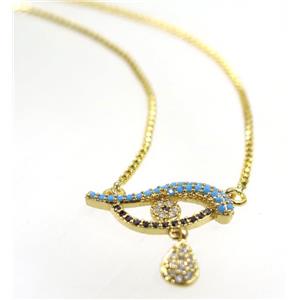 copper dolphin necklace pave zircon, gold plated, approx 8x18mm, 44cm length