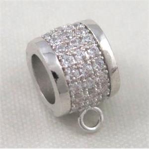 Zircon copper spacer bead, platinum plated, approx 8mm dia, 5mm hole